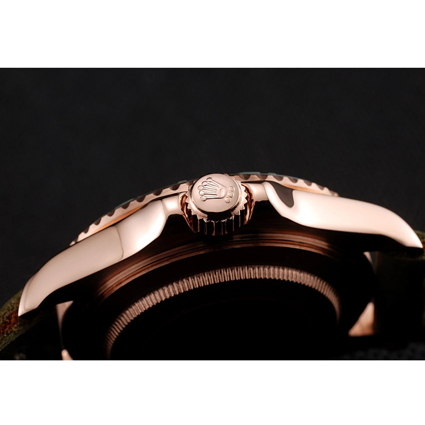 Aaa replica watch Leather Green Master Bezel Rolex Green Bracelet 1453862 Case Yacht Black Gold Rose Dial 0615